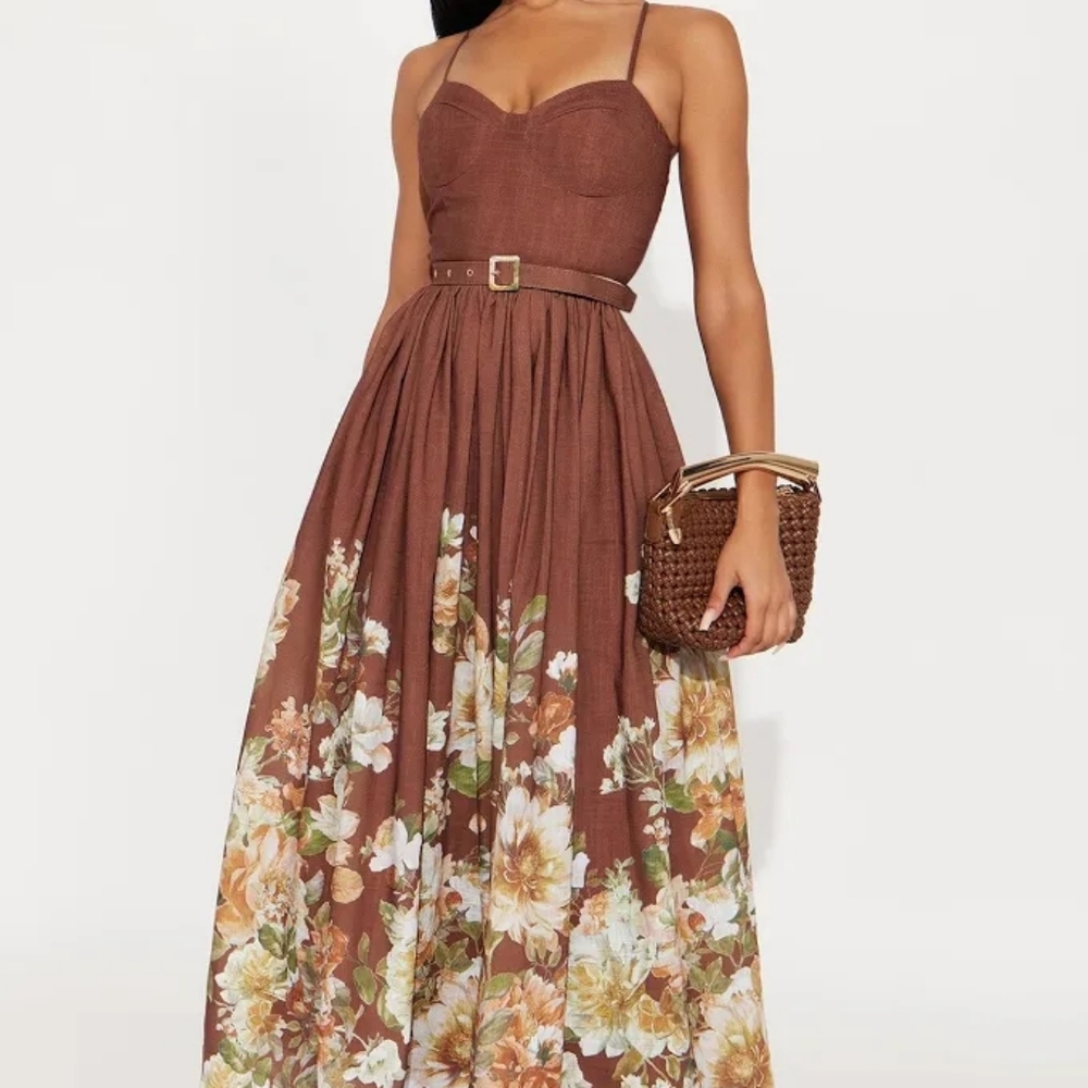 FASHION NOVA FLOWER FIELDS LINEN MAXI DRESS NWT - Picture 7 of 7